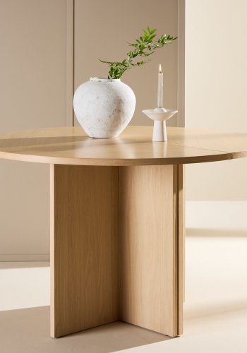 VENTURE DESIGN Strada spisebord, m. 1 tillgsplade - hvidvasket egefinér (120/170x120x74)