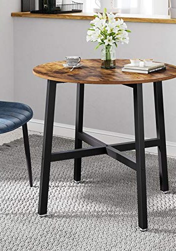 VASAGLE spisebord, rund - brun spnplade og sort stl (80)