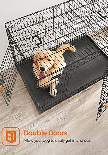 FEANDREA hundekasse, foldbar, m. hndtag og 2 lger - sort jern