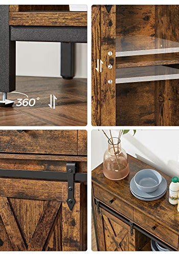 VASAGLE sknk, m. 1 skydelge, 2 justerbare hylder, 1 skuffe - rustik brun spnplade og sort stl