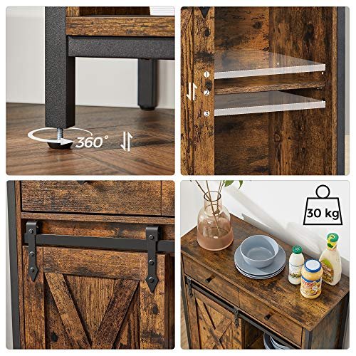 VASAGLE sknk, m. 1 skydelge, 2 justerbare hylder, 1 skuffe - rustik brun spnplade og sort stl