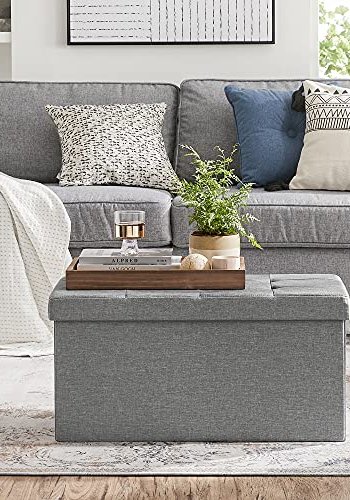 SONGMICS Osmannisk opbevaringskasse, foldbar, m. lg - lysegr linned