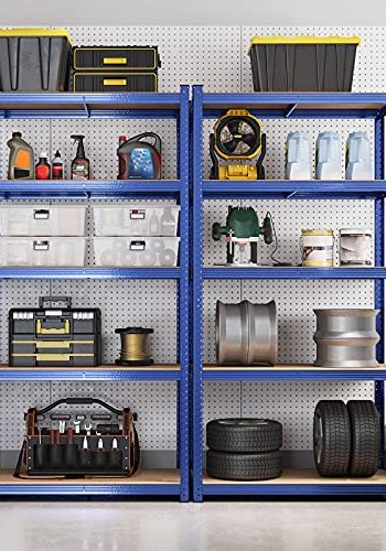 SONGMICS reol til redskabsrum, m. 5 hylder - natur MDF og bl stl