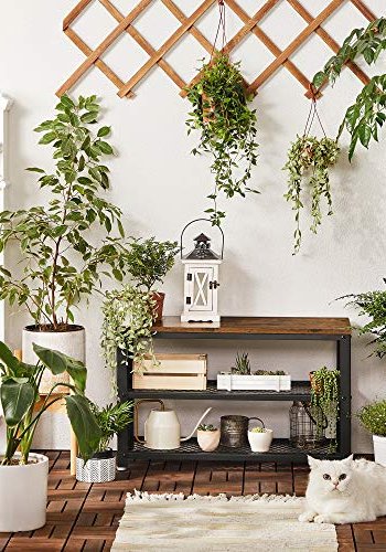 VASAGLE skohylde, m. 2 mesh-hylder - brun spnplade og sort stl