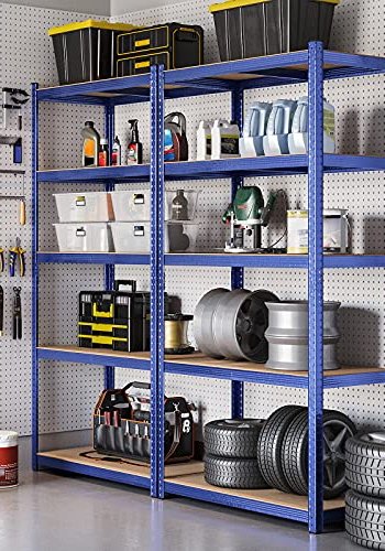 SONGMICS reol til redskabsrum, m. 5 hylder - natur MDF og bl stl