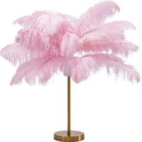 KARE DESIGN Feather Palm bordlampe - lyserd strudsefjer og messing stl
