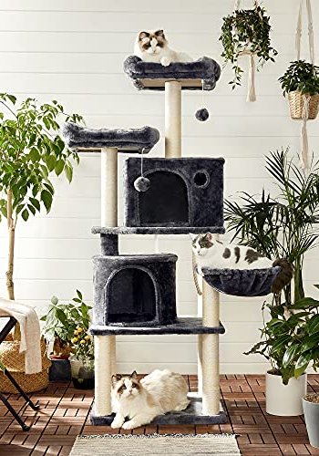 FEANDREA kradsetr, 5 niveauer, 2 platforme, 2 huler, 2 pomponer, 1 kurv - rggr plys