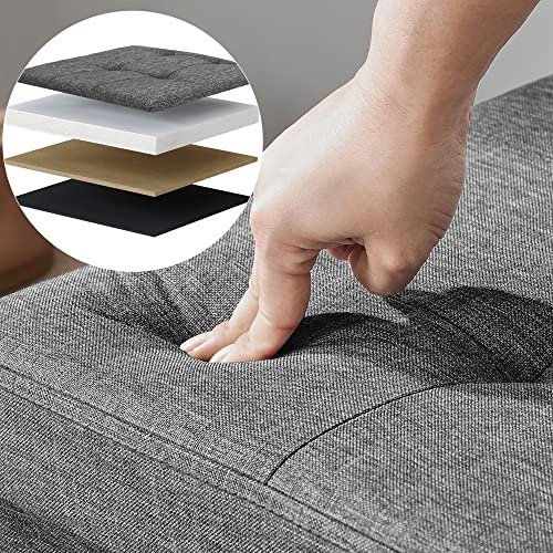 Songmics bnk, foldbar, m. lg og metalskillegitter - mrkegr imiteret linned (110x38)