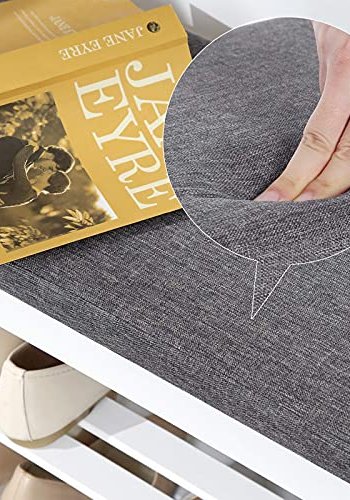 SONGMICS entrébnk, m. gr hynde og 2 hylder til sko - hvid bambus (71x29)