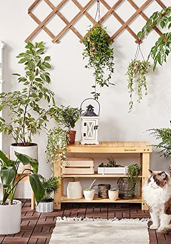 SONGMICS bnk, m. 2 hylder - natur bambus (70x28)