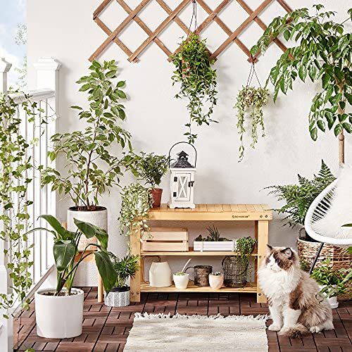 SONGMICS bnk, m. 2 hylder - natur bambus (70x28)