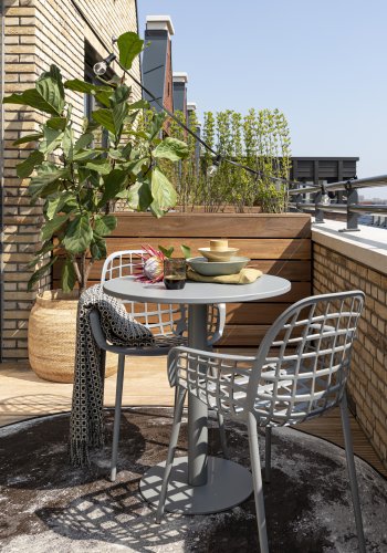 ZUIVER Moon udendrs gulvtppe, m. mnster, rund - stengr decolan (200)