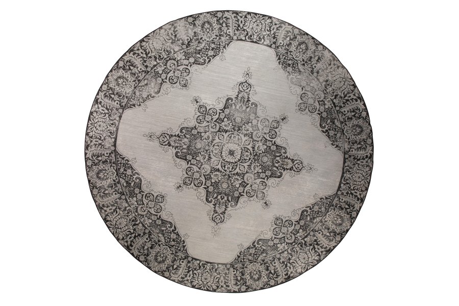 ZUIVER Coventry udendrs gulvtppe, rund - sort polyester/decolan (280)