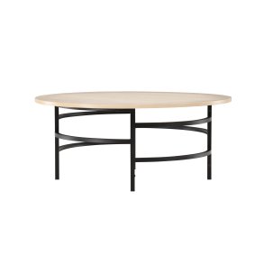 VENTURE DESIGN Copenhagen sofabord, rund - hvidvasket MDF og sort metal (100)