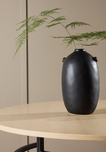 VENTURE DESIGN Copenhagen sofabord, rund - hvidvasket MDF og sort metal (100)