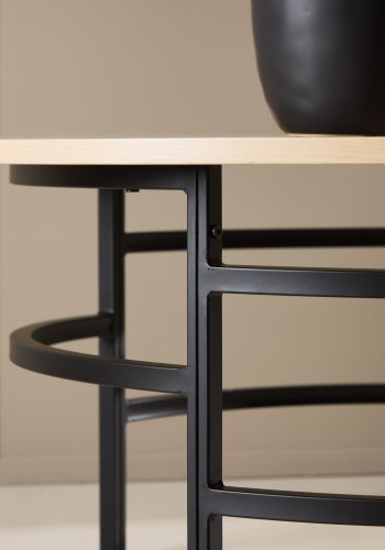 VENTURE DESIGN Copenhagen sofabord, rund - hvidvasket MDF og sort metal (100)