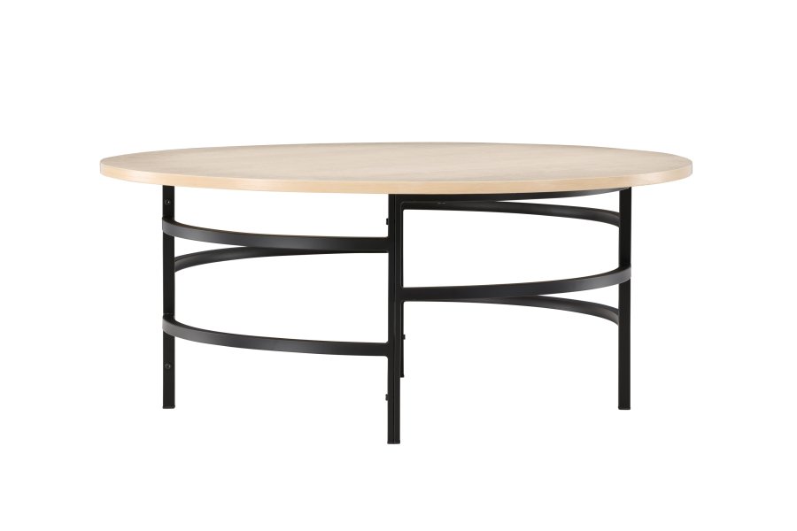 VENTURE DESIGN Copenhagen sofabord, rund - hvidvasket MDF og sort metal (100)