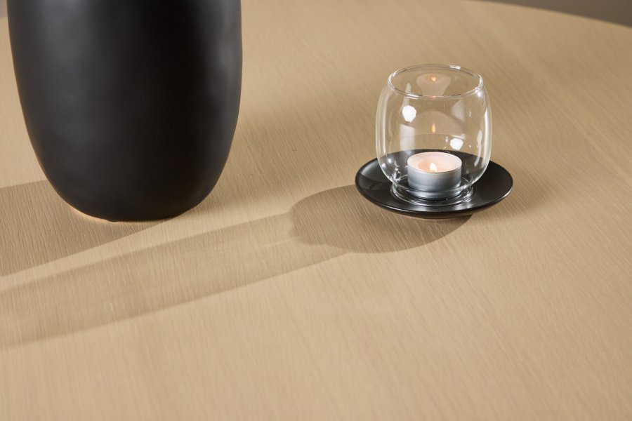 VENTURE DESIGN Copenhagen sofabord, rund - hvidvasket MDF og sort metal (100)