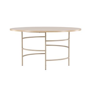 VENTURE DESIGN Copenhagen spisebord, rund - hvidvasket MDF og beige metal (140)