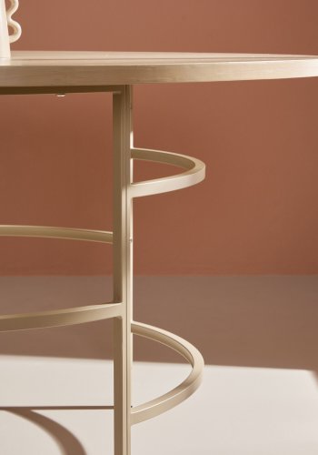 VENTURE DESIGN Copenhagen spisebord, rund - hvidvasket MDF og beige metal (140)