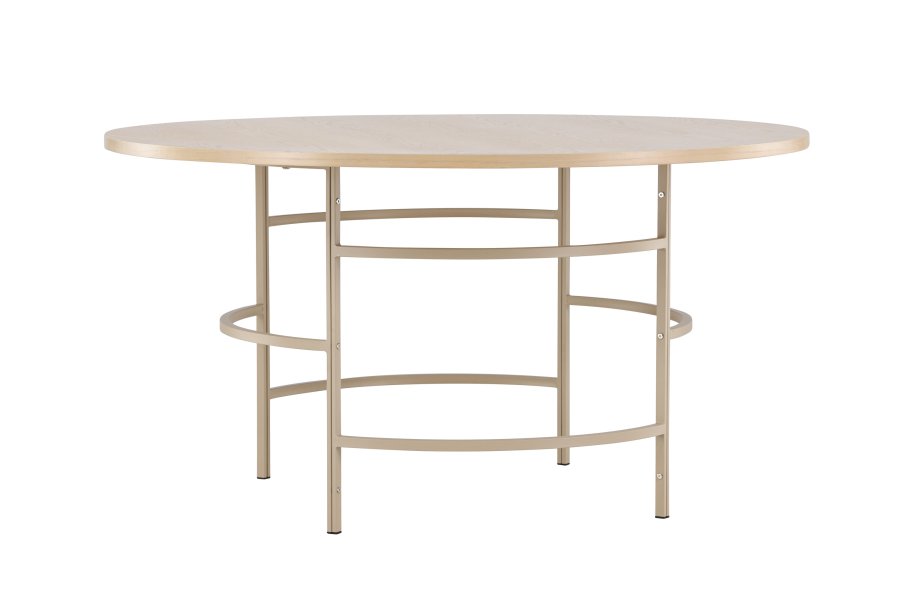 VENTURE DESIGN Copenhagen spisebord, rund - hvidvasket MDF og beige metal (140)