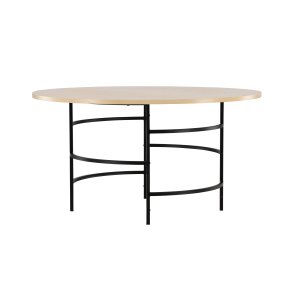 VENTURE DESIGN Copenhagen spisebord, rund - hvidvasket MDF og sort metal (140)