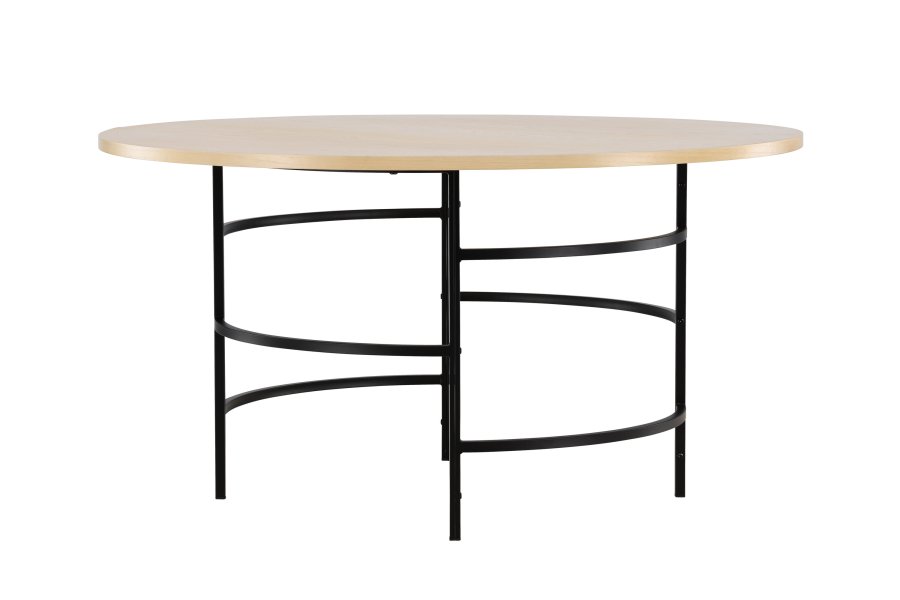VENTURE DESIGN Copenhagen spisebord, rund - hvidvasket MDF og sort metal (140)