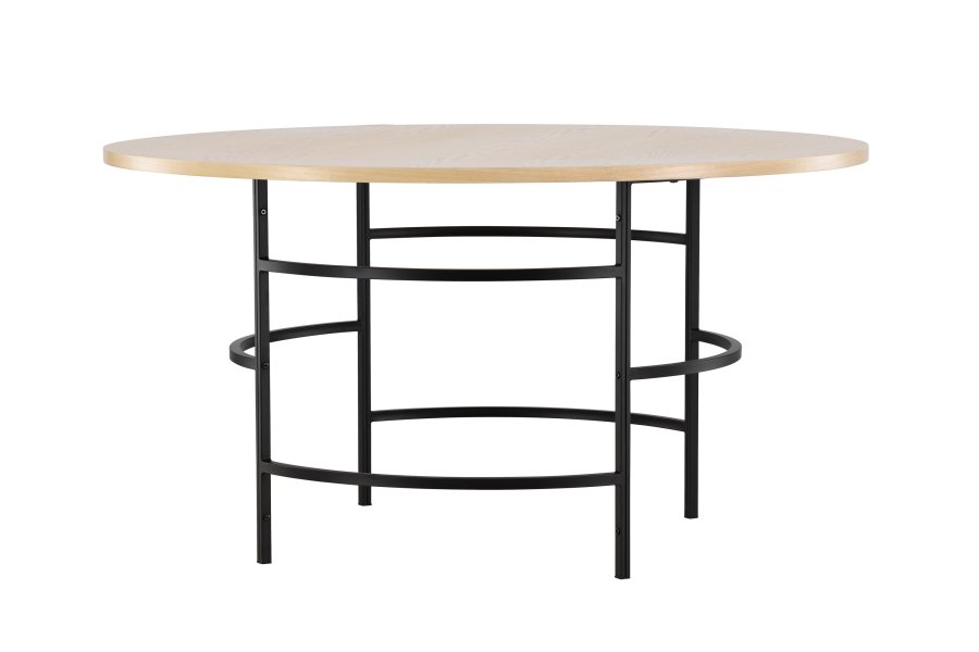 VENTURE DESIGN Copenhagen spisebord, rund - hvidvasket MDF og sort metal (140)