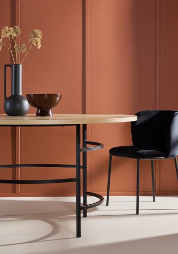 VENTURE DESIGN Copenhagen spisebord, rund - hvidvasket MDF og sort metal (140)