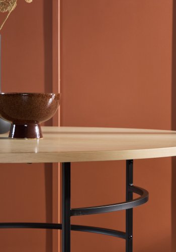 VENTURE DESIGN Copenhagen spisebord, rund - hvidvasket MDF og sort metal (140)