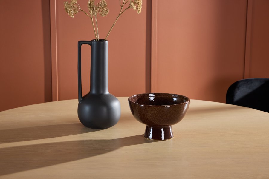 VENTURE DESIGN Copenhagen spisebord, rund - hvidvasket MDF og sort metal (140)