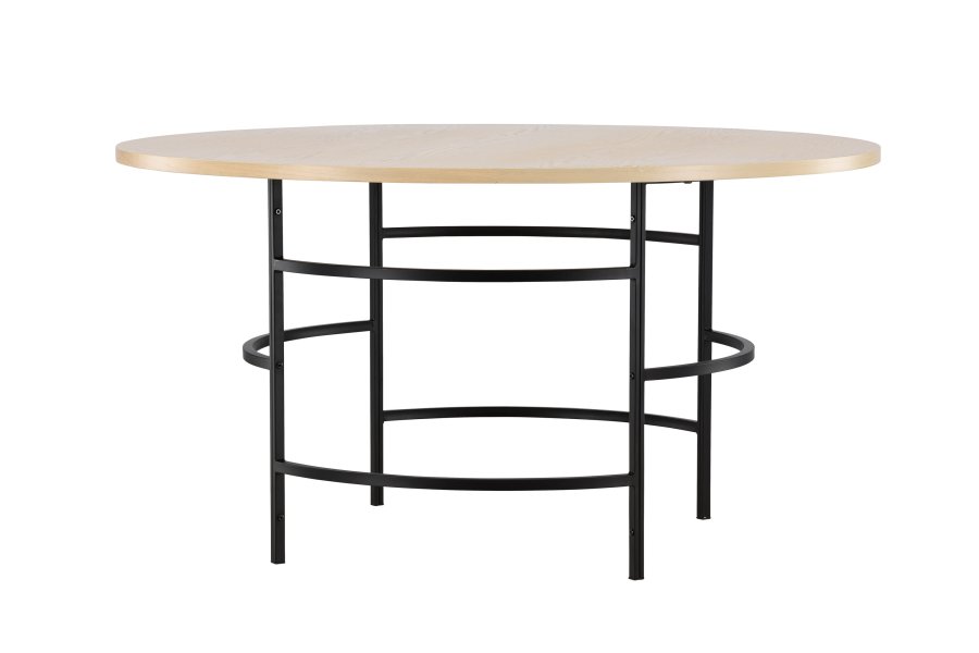 VENTURE DESIGN Copenhagen spisebord, rund - hvidvasket MDF og sort metal (140)