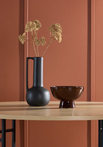 VENTURE DESIGN Copenhagen spisebord, rund - hvidvasket MDF og sort metal (140)