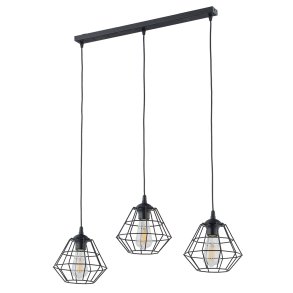 TK Diamant loftlampe, m. 3 skrme - sort stl