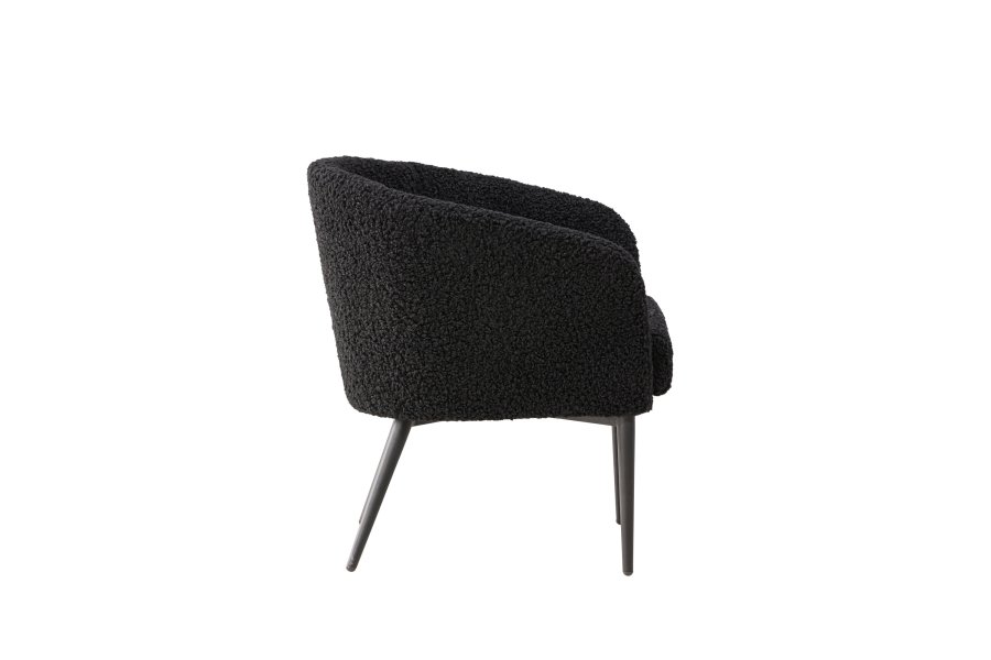 VENTURE DESIGN Fluffy lnestol, m. armln - sort polyester bamsestof og stl