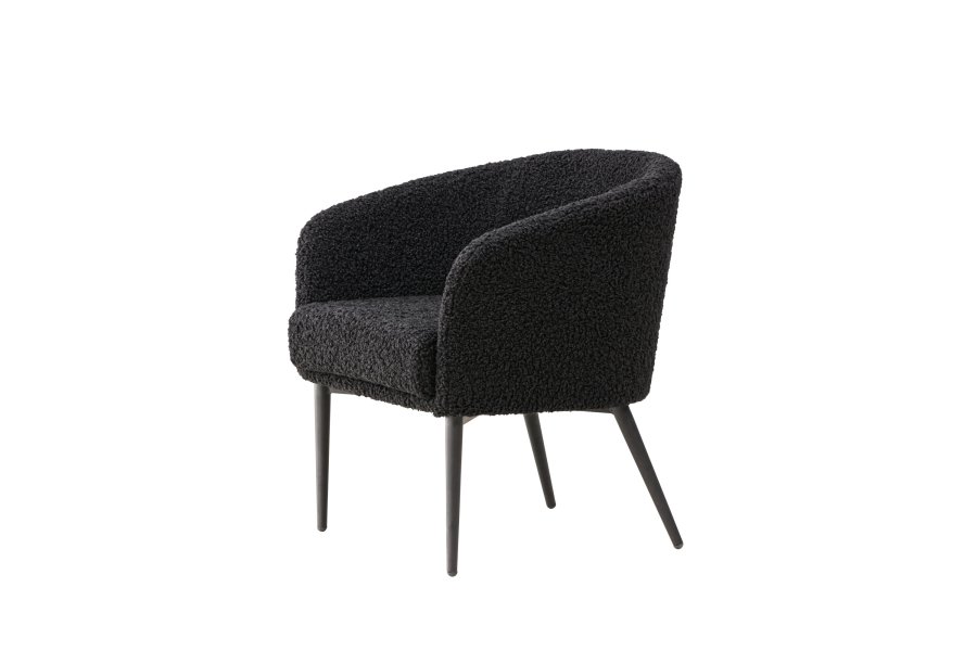 VENTURE DESIGN Fluffy lnestol, m. armln - sort polyester bamsestof og stl