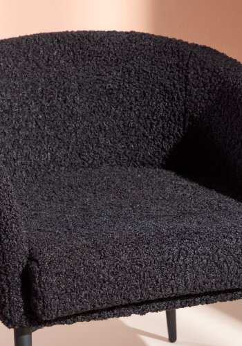 VENTURE DESIGN Fluffy lnestol, m. armln - sort polyester bamsestof og stl