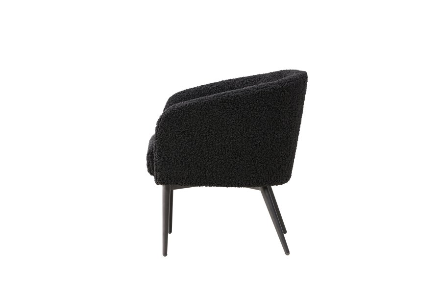 VENTURE DESIGN Fluffy lnestol, m. armln - sort polyester bamsestof og stl