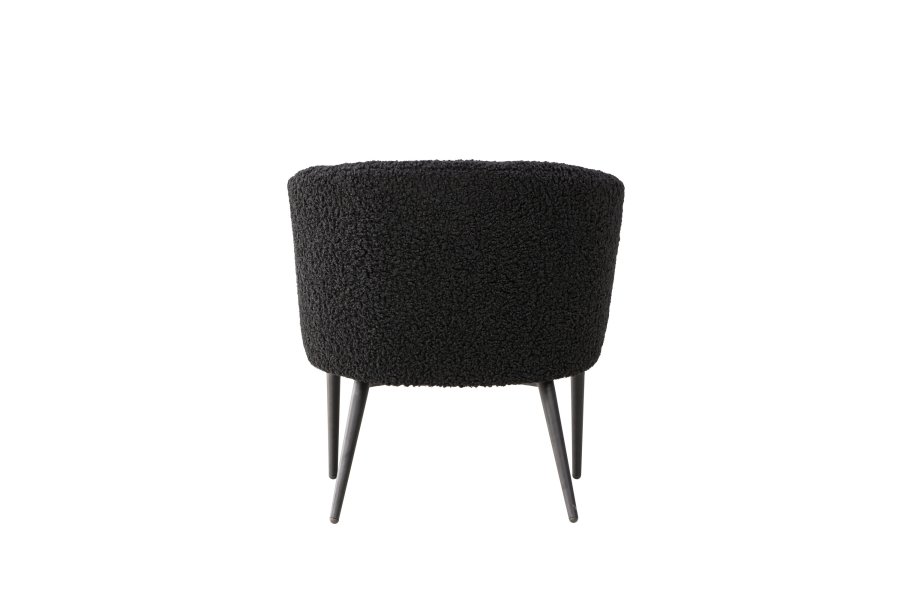 VENTURE DESIGN Fluffy lnestol, m. armln - sort polyester bamsestof og stl