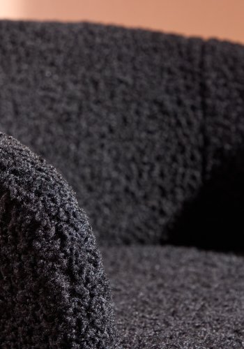 VENTURE DESIGN Fluffy lnestol, m. armln - sort polyester bamsestof og stl