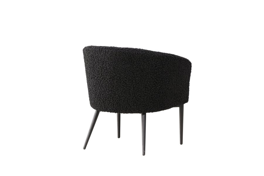 VENTURE DESIGN Fluffy lnestol, m. armln - sort polyester bamsestof og stl
