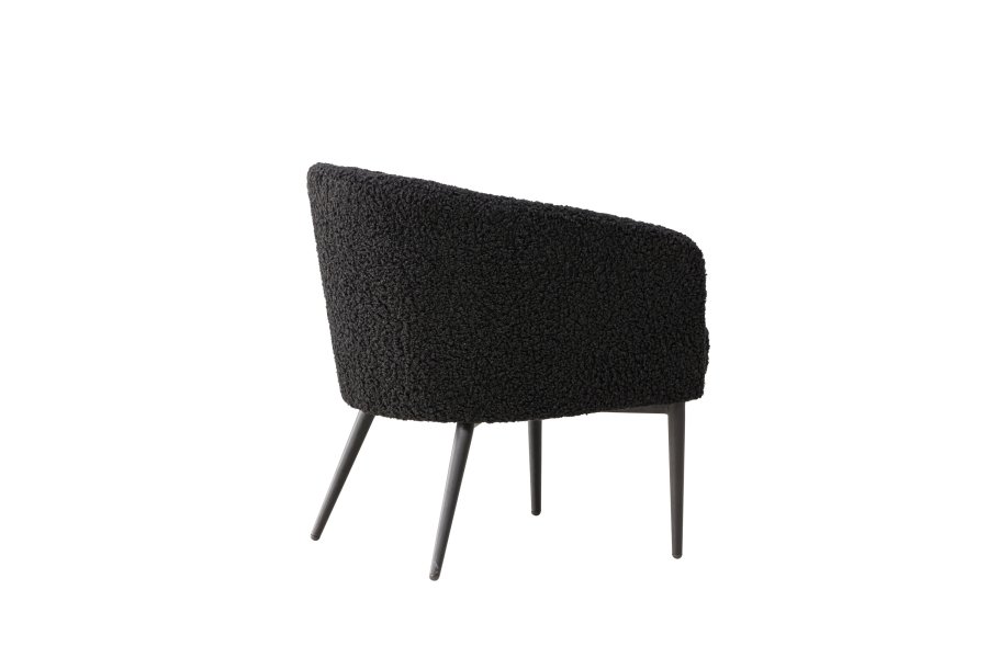 VENTURE DESIGN Fluffy lnestol, m. armln - sort polyester bamsestof og stl