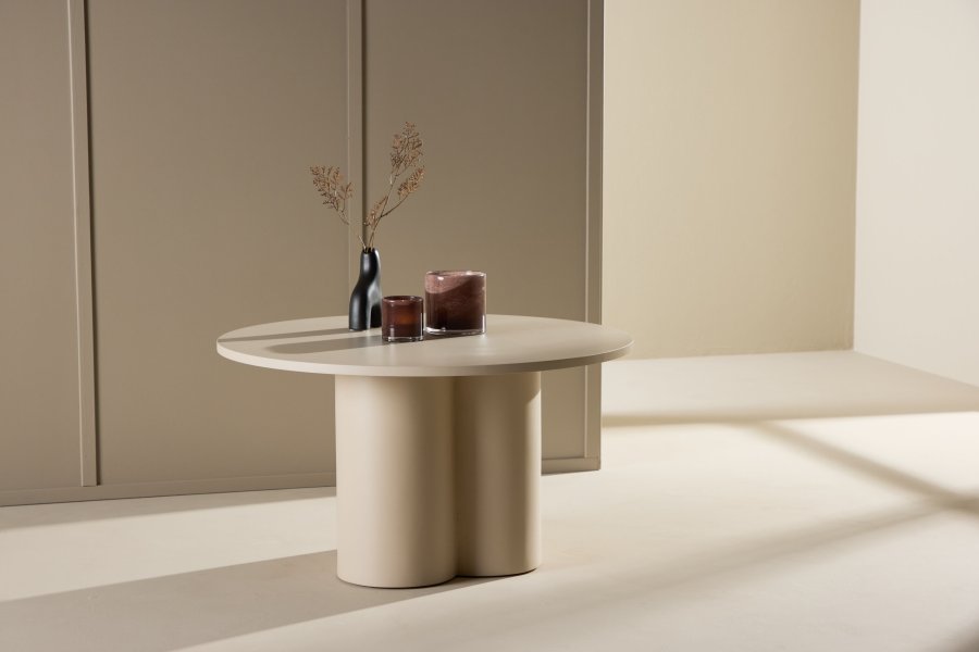 VENTURE DESIGN Olivia sofabord, rund - beige MDF (80)