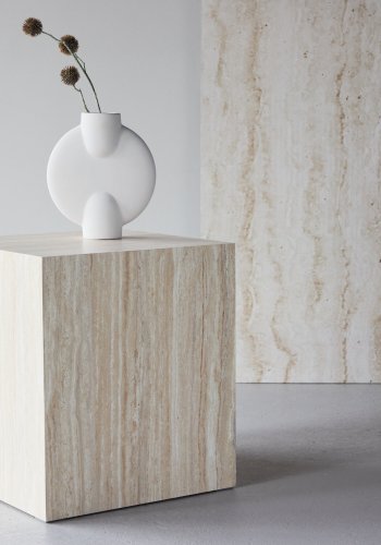 VENTURE HOME York sofabord 45x40x40 cm - Travertin-look