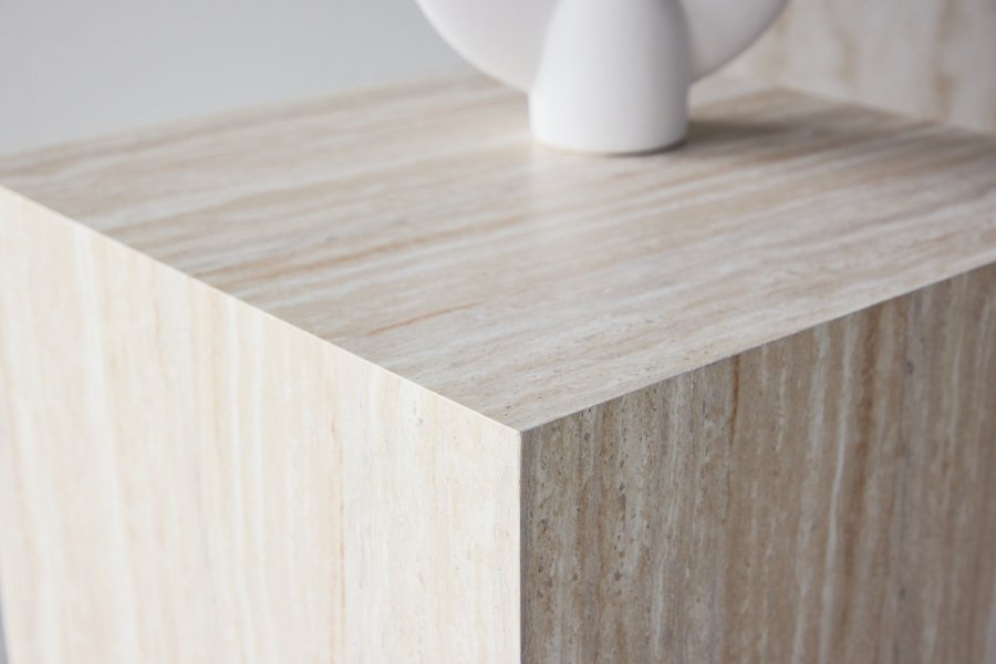 VENTURE HOME York sofabord 45x40x40 cm - Travertin-look