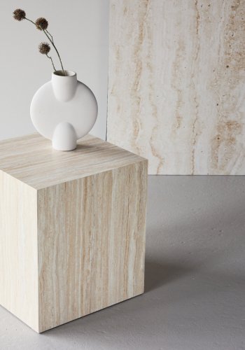 VENTURE HOME York sofabord 45x40x40 cm - Travertin-look