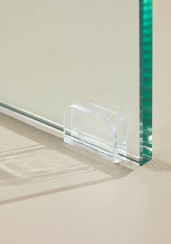 VENTURE DESIGN Ester sofabord, rektangulr - hvid MDF med beton look og klar glas (120x80)