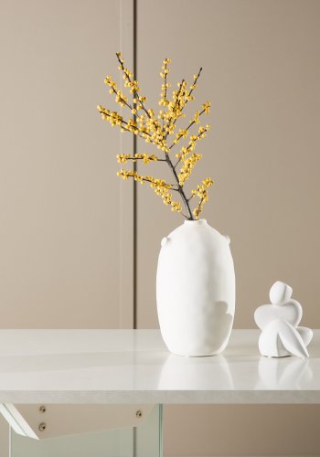 VENTURE DESIGN Ester sofabord, rektangulr - hvid MDF med beton look og klar glas (120x80)