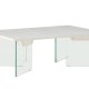 VENTURE DESIGN Ester sofabord, rektangulr - hvid MDF med beton look og klar glas (120x80)