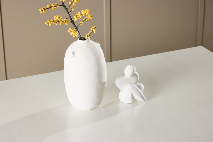 VENTURE DESIGN Ester sofabord, rektangulr - hvid MDF med beton look og klar glas (120x80)